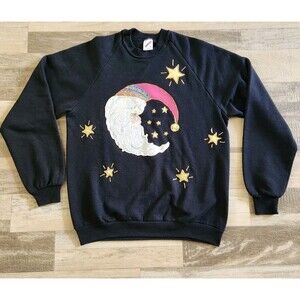 Vtg 90s Jerzees Starry Santa Moon Sweatshirt Sz Large Daisy Kingdom 1995 EUC Y2K